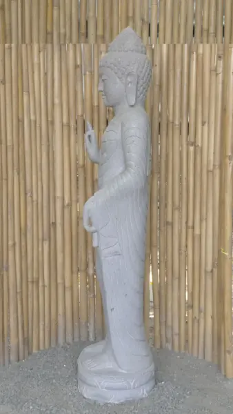 Product image 7 of the product “Standing Buddha - Abhaya mudra made of Riverstone, ca. 180 cm High ”